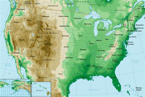 Large Detailed Road And Topographical Map Of The Usa Usa Maps Of