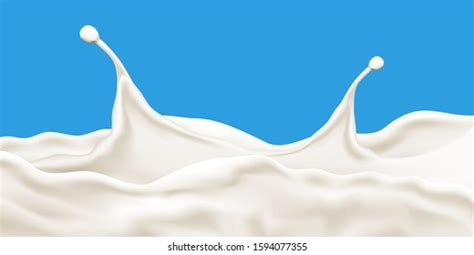 Splashing Milk Wave On Blue Background Vector De Stock Libre De