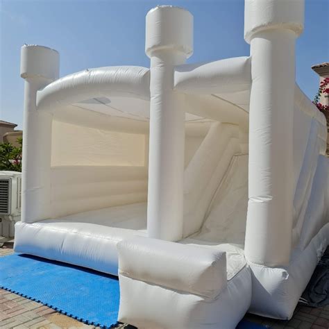 White Bouncy With Slide Little Bears Party