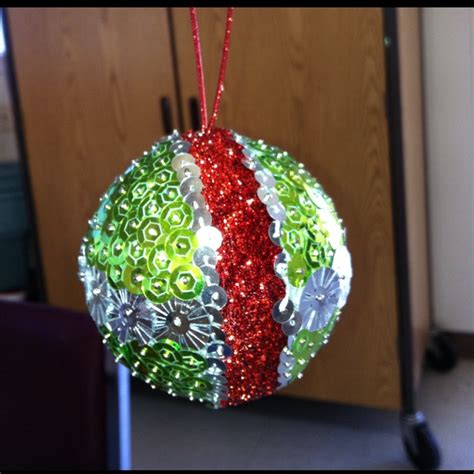 Christmas ball made from styrofoam strait pins, and sequins