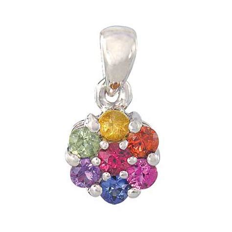 Rainbow Sapphire Flower Cluster Pendant 925 Sterling Silver 1ct Tw Ebay