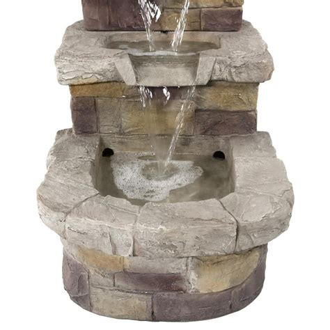 Sunnydaze 3 Tier Brick Steps Outdoor Water Fountain 21 Inch Tall
