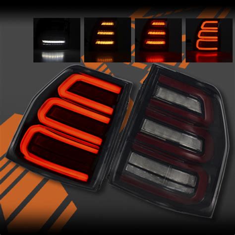 Smoked Black 3d Stripe Bar Full Led Tail Lights With Sequential