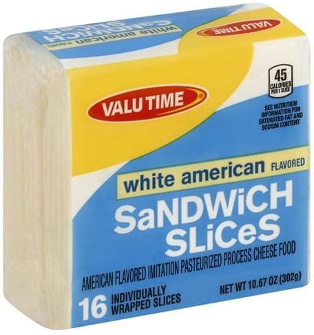 You can save money on sliced american cheese by buying it from add sliced american cheese to sandwiches at your deli, cafe, or bistro. Valu Time White American Flavored, Sandwich Slices Cheese ...