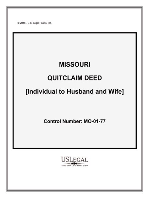 Missouri Quit Claim Deed Templates PDF DOCX Form Fill Out And Sign