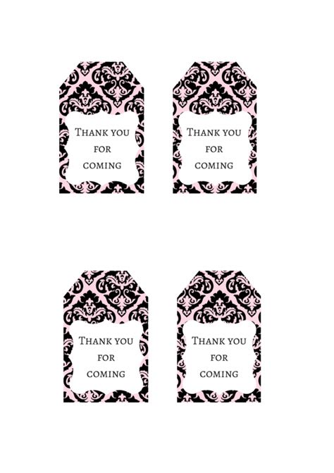 Baby thank you cards uk. FREE Pink Damask Favor Tag | Thank you Tag - Baby Shower ...