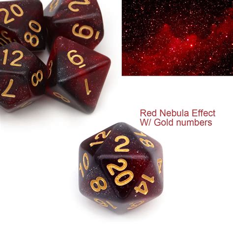 Red Black Nebula Glitter Dnd Dice Set For Dandd Roleplaying Games