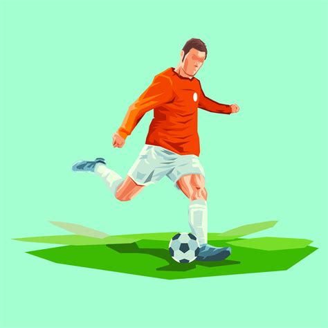 Creative Soccer Player Kicks The Ball Vector Illustration 211008 Vector