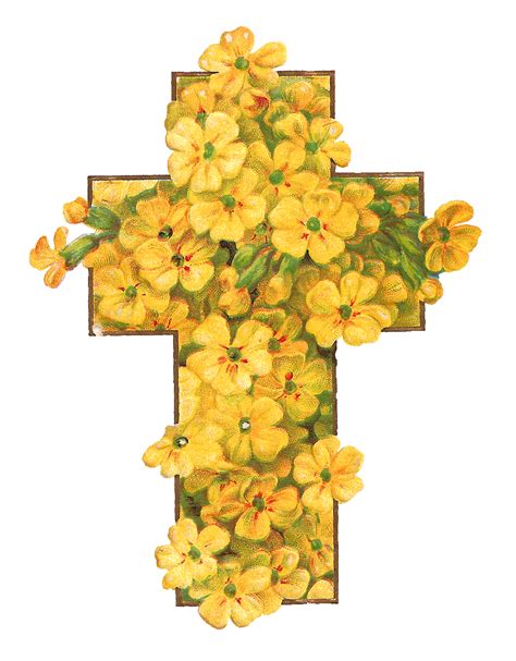 Antique Images Printable Digital Easter Graphics Of Cross With Yellow