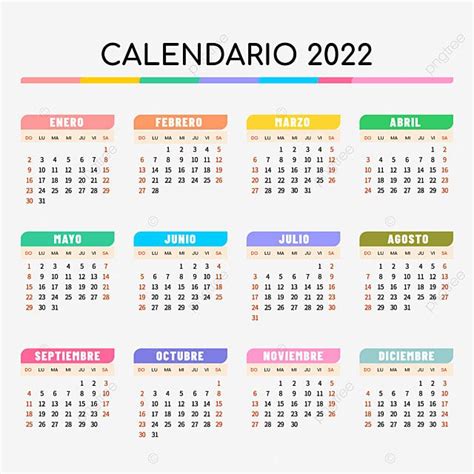 Calendario Español En Color 2022 Png Calendario 2022 Decoración Png