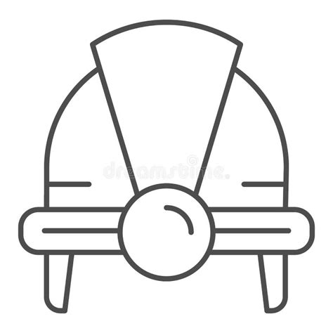 Construction Helmet Thin Line Icon Builder Helmet Vector Illustration