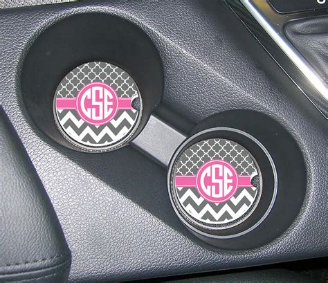 Monogram Cup Holder Coasters Car Coasters Design Your Own Etsy