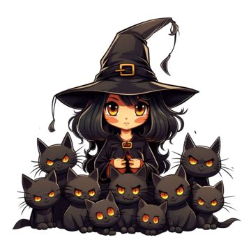 Witches And Witch Black Cat Black Cats Witch Halloween PNG Transparent Image And Clipart For