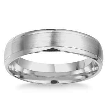 Platinum & 18k white gold 6.5mm grooved band with satin finish. Classic Platinum Men's Wedding Band