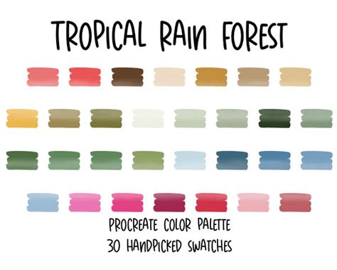 Tropical Rain Forest Procreate Color Palette Color Swatches Etsy