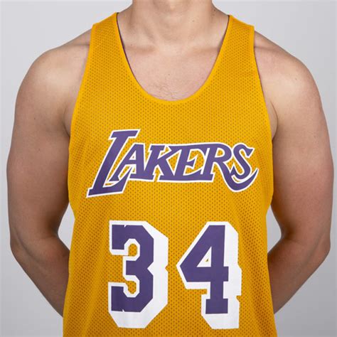 Koszulka Mitchell And Ness Los Angeles Lakers 34 Shaquille Oneal Yellow