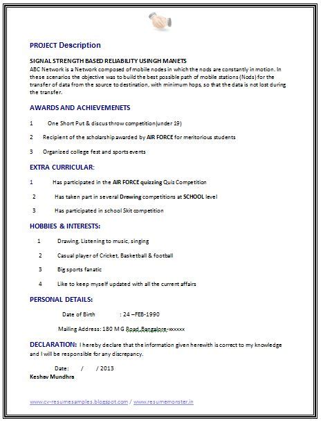 Found resume format download file doesn't open? Best Fresher Computer Science Student Resume Sample ...