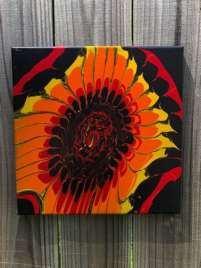 Psychedelic Sunflower Abstract Acrylic Painting Artifactis