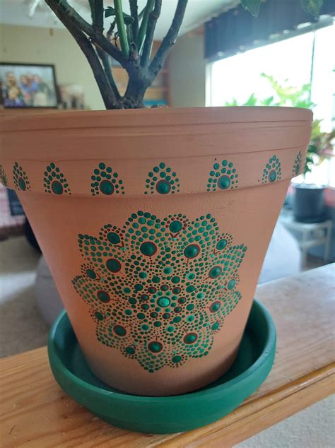 Mandala Dot Art Pot Hand Painted To Order Etsy