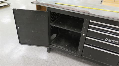 Metal Craftsman Work Table W 2 Shelves And Drawers Underneath 54l X 20