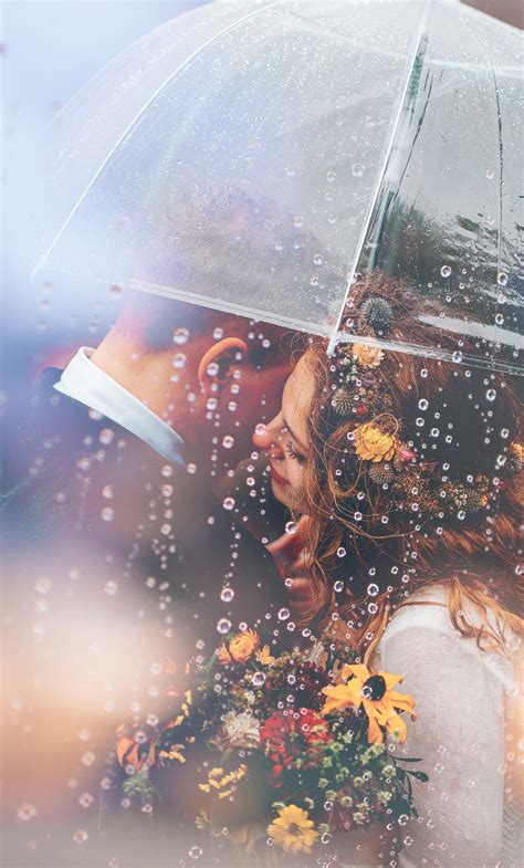 1280x2120 Married Couple Romantic Umbrella Raining Weeding Iphone 6 Hd