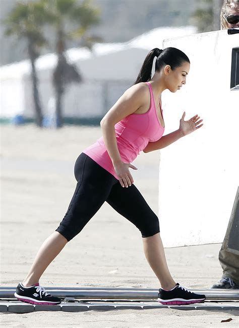 Kim Kardashian Takes Her Hot Curvy Body For Some Working Out