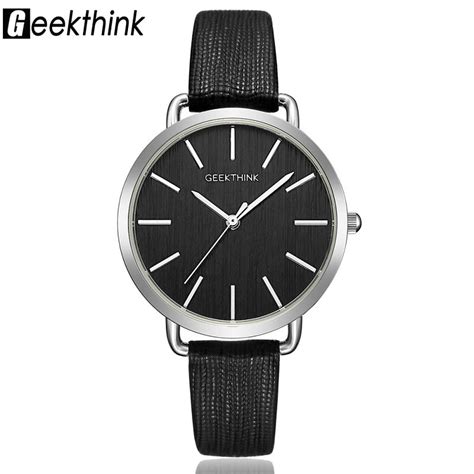 geekthink top luxury brand fashion quartz watches women silver wristwatch simple casual leather