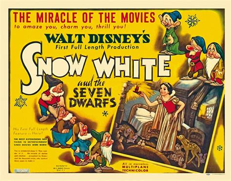 snow white and the seven dwarfs 1937 disney cult cartoon movie poster reprint inches