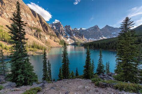 Beautiful Moraine Lake In Canadian Rockies Banff National Park Stock