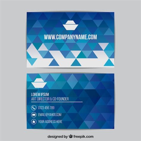 Free Vector Modern Business Card With Blue Triangles