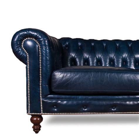 Luxurious Navy Blue Leather Chesterfield Sofa Decor Nyc Store Leather