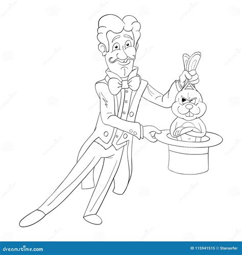 Smiling Magician Pulling Out A Rabbit From His Top Hat Before Happy Boy
