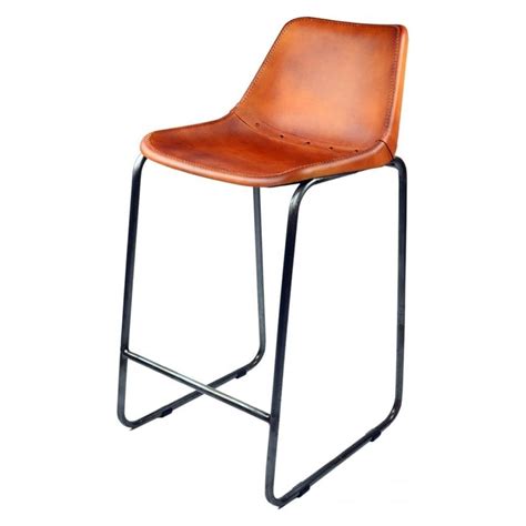 Buy Burnt Orange Faux Leather Industrial Bar Stool From Fusion Living