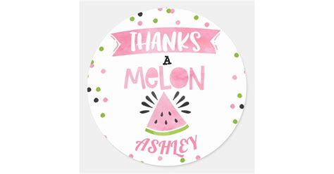 Watermelon Thank A Melon Birthday Party Stickers Zazzle