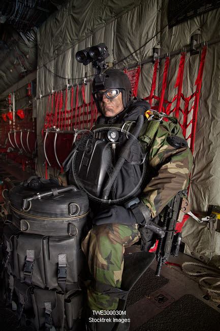 Us Navy Seal Combat Diver Prepares For Halo Jump Operations