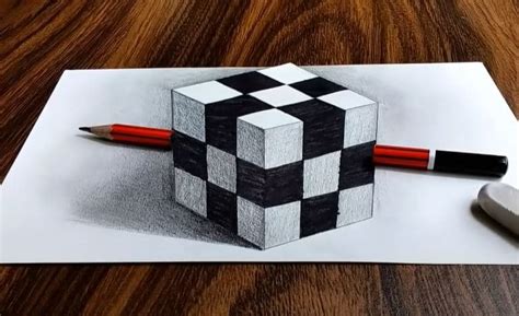 3d Rubiks Cube Drawing Step By Step 3d Drawing Tutorial For Beginners