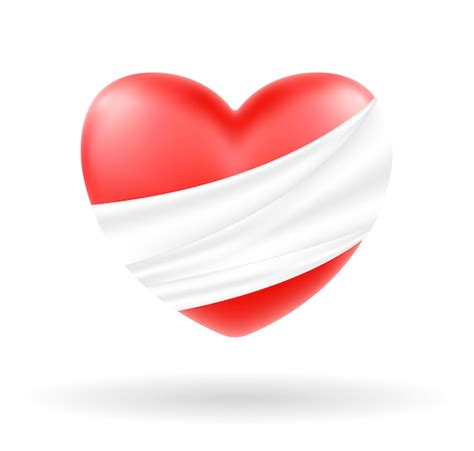 Corazón Herido Con Vendaje Blanco Sobre Fondo Blanco Vector Premium