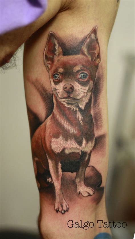 Chihuahua Tattoo Color Tattoo Portrait Chihuahua Tattoo Small Dog