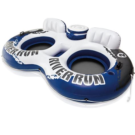Intex River Run II Inflatable 2 Person Pool Tube Float w/ Cooler and
