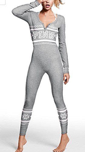 Victorias Secret Pink Onesie Pajamas Thermal Long Jane Heather Charcoal Small You Can Get A