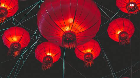 Download Wallpaper 3840x2160 Chinese Lanterns Lights Red Dark 4k Uhd