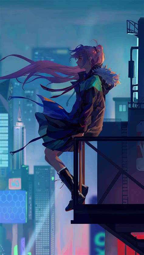City Anime Girl Alone 4k Wallpaper