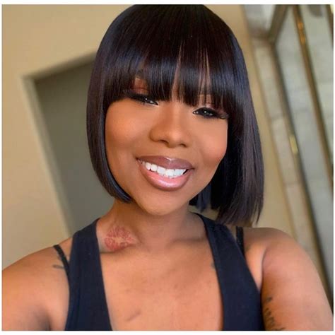 Caresha Bob With Bangs 100 Virgin Hair Wigs Lace Front Wig Full Lace Wig In 2020 Quick Weave
