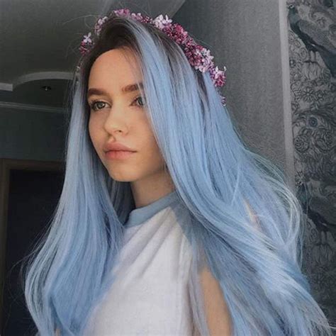 Fantasy Beauty Nature Color Dark Root Ombre Pastel Blue