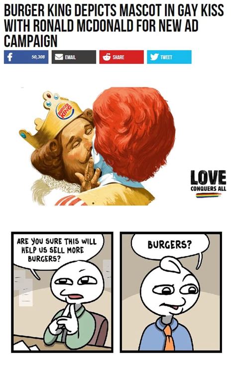 Burger King Depicts Mascot In Gay Kiss With Ronald Mcdonald For New Ad Campaign Conquers All Are