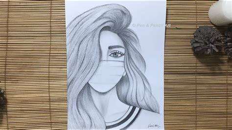 How To Draw A Girl Wearing A Mask Beautiful Girl Drawing Pencil