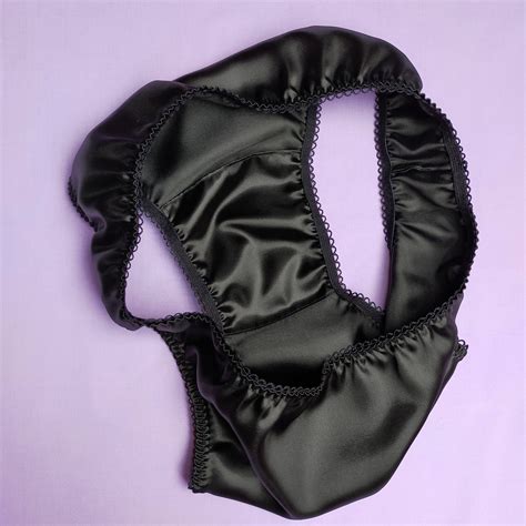 Wider Front Black Satin Panties — Naseeb Kaur Lingerie