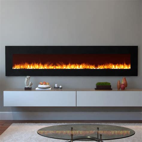 Moda Flame Grand 95 In Pebble Electric Wall Mounted Fireplace In Black