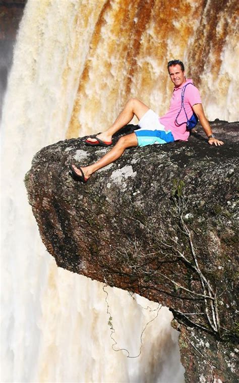 Michael Vaughan Poses At The Kaieteur Falls Espncricinfo