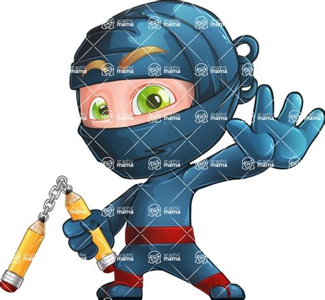 Ninja Warrior Cartoon Vector Character Illustrations Aka Toshi Hello